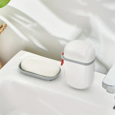 Budwill ™Portable Soap Dishes Leak Proof Soap Container Home Bathroom Plastic Soap Box(White)