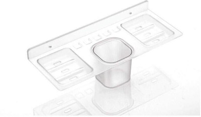 Xellephian 4 IN 1 ABS Plastic Soap Dish - Dual Soap case with Toothbrush/Toothpaste Holder(Clear)