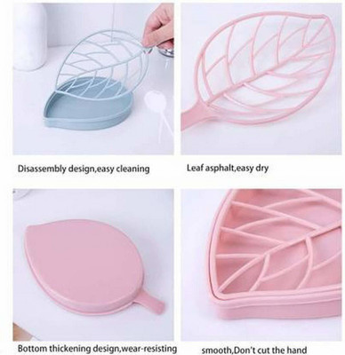 KRAZE Pack of 3Multifunctional Household Leaf Shape Double Layer Soap Boxx3.55(Random Colour)