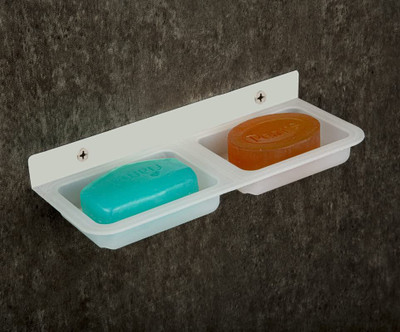KHUNT EXIM Unbreakable ABS Plastic Square Shape Double Soap Dish, Soap Stand, Soap Case(White)