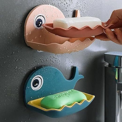 Corevalue Pack of 2 Beautiful Fish Design Double Layer Self Draining Soap Case x2.69(Multicolor)