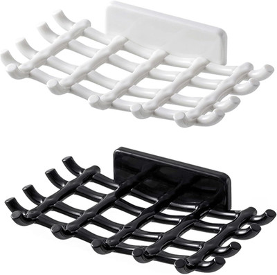 Quivana Self Adhesive Wall Mounted Soap Holder Rack(White & Black)