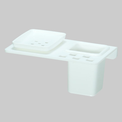 Sarvatr Acrylic 2 in 1 Soap Dish with Tumbler Holder/Tooth Brush Holder(White)