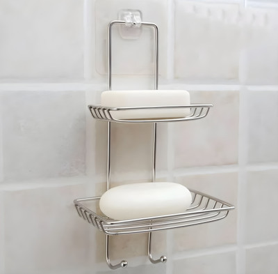 Shriyagic Double Layer Soap Storage Organizer Holder and Stainless Steel(Silver)