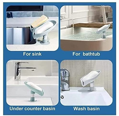 Reyansh Enterprise Leaf Shaped No Drill/No Screw Self Draining Soap Holder X2.108(Random Colour (Pack of 2))