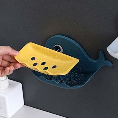 SJK Fish Shape Cute Adhesive Waterproof Wall Mounted Soap Dish x1.105(Random Clour)