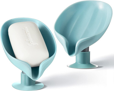 SJK (Pack of 2) Lotus Leaf Shaped Suction Cup Mounting Soap Dish 1.536(Multicolor)