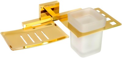 Shopertuniti REFOKUS Nimbus Square Wall Mounted 2 in 1 Soap Dish 304 Grade Stainless Steel(Gold)