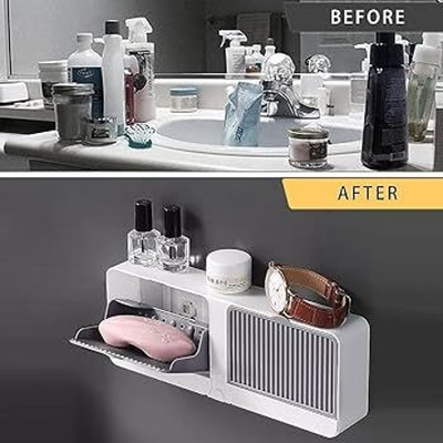 LILA ENTERPRISE 1 Plastic Wall Mounted Double Bar Bathroom Soap Holder Soap Box with Lid(Multicolor)
