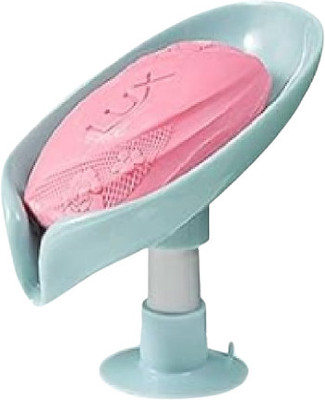 QinPin Waterproof Self Draining Leaf Shaped Soap Holder Dish Bar Easy Clean Suction Cup(Multicolor)