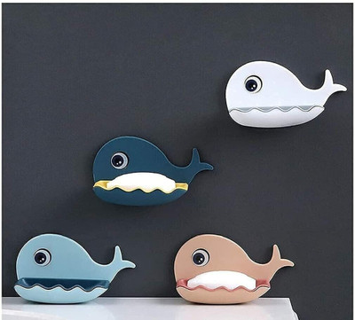 VRDH Fish Shape Cute Adhesive Waterproof Wall Mounted Soap Dish(PACK OF 1)1.616(Multicolor)