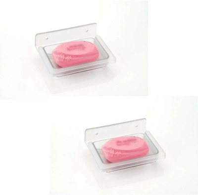 Flipkart SmartBuy ABS Unbreakable Plastic SOAP Dish/ Holder for Bathroom|Square Shape (PACK OF -2)(TRANSPARENT)