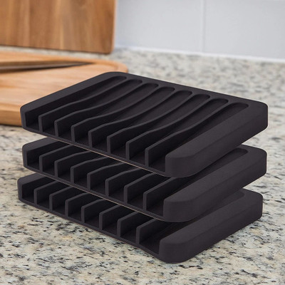 Ramkuwar Soap Dish Waterfall Soap Saver Pack 3 Soap Tray Soap Holder Drainer for Shower/Bathroom/Kitchen/Counter(Black)