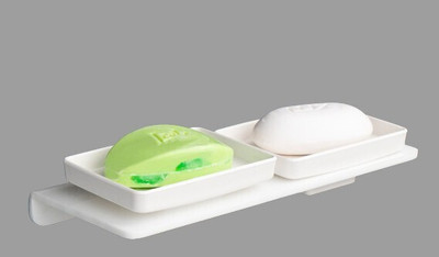 iSTAR Acrylic Dual Soap Dish/Soap Holder/Soap Stands for Bathroom Wall (White)(White)