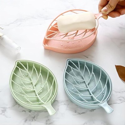 WebDealz Pack of 1Leaf Shape Self Draining Bar Soap Holder x1.24(Random Colour)