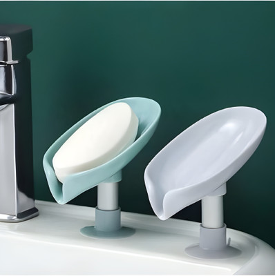 Shreejee Pack of 8 Leaf Shaped Self Draining Suction Cup Soap Dish x8.02(Random Colour)