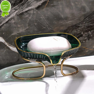 Haveli Leaf-Shape Soap Holder. Self-Draining Dish Comes with Metal Bracket Accessories(Green)
