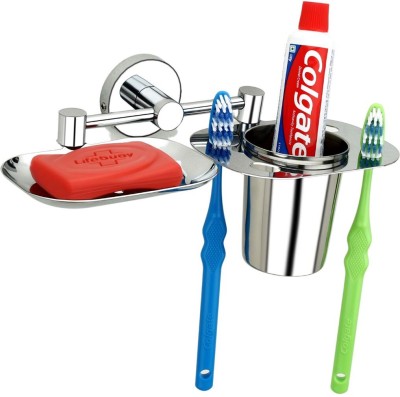 ZYREX Multipurpose Shelf/Rack/Tumbler/ToothBrush Holder/Shop Dish/Bathroom Accessories(Silver)