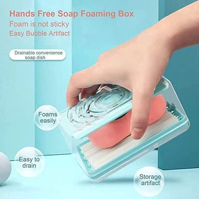 SATSUN ENTERPRISE Soap Roller Dispenser Portable with Roller and Drain Holes Foaming Soap Bar(Clear Blur Transperant White)