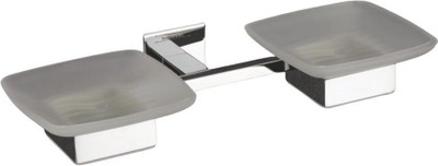 Bathroot Accessories 304 Grade Double Soap Dish Holder Wall-Mounted Twin Soap Stand(Grey)