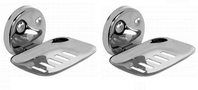 LABATHWAYS Premium Stainless Steel Soap Dish Soap Holder Soap Stand (Pack of 2)(Silver)