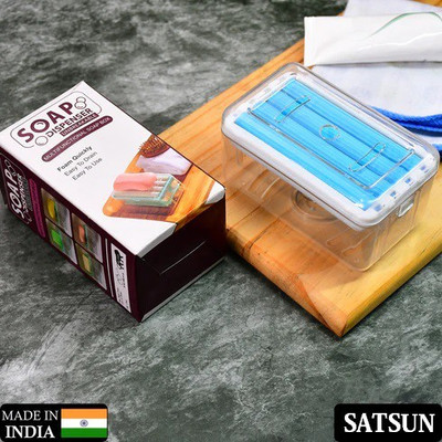 SATSUN ENTERPRISE Portable Soap Bar Box Dispenser with Rubber Roller Foaming Soap Saver(Multicolor)