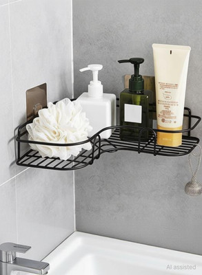 Bliss Kitchen Stainless Steel Soap Dish Sponge Holder Self Adhesive Wall Mounted(Silver)