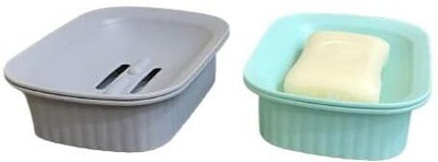 CSM Soap Case Soap Stand Soap Holder Soap Dish for Bathroom (Pack of 2 Pcs)(Blue, Grey)