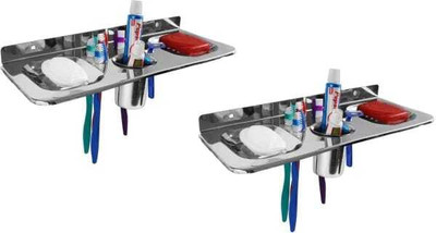 Kopter pinnu 9 in 1 Stainless steel Soap Dish Holder/ stand(Set of 2)(Silver)