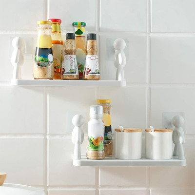 SJK Self Adhesive Multi-Purpose Wall Hanging Humanoid floating Shelf 2.0211(White)