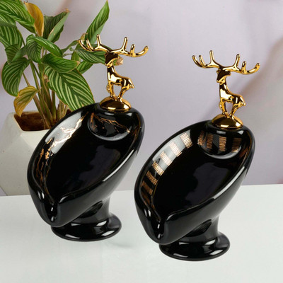 Kookee Ceramic Soap Holder Dish, Set of 1, Black (Set of 2) (12204)(Black)