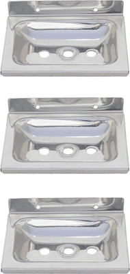 TAJ square soap dish-set of 3(Silver)