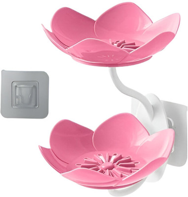 GAUZYHOUSE Wall- Mounted Drain Soap Box Double Layer Lotus Flower Shaped Soap Tray(Multicolor)