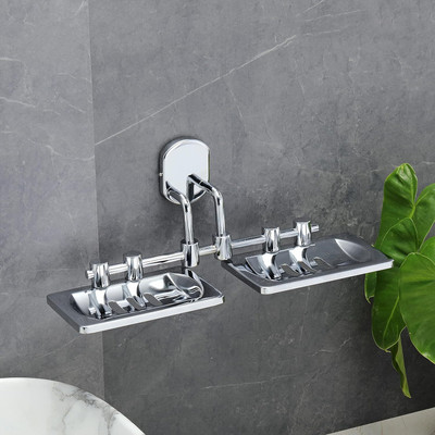 FORTUNE Wall Mounted Double Soap case / Soap Holder / Soap Stand/Soap Dish For Bathroom(Silver)