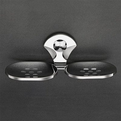Artha Chrome Finished And Fancy Desing Double Soap Dish/Stand/Holder Stainless Steel(Silver)