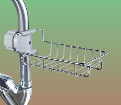 Vaynej Home Faucet Basin Detergent Sponge Steel Steel while and Organizer Stand(Silver)