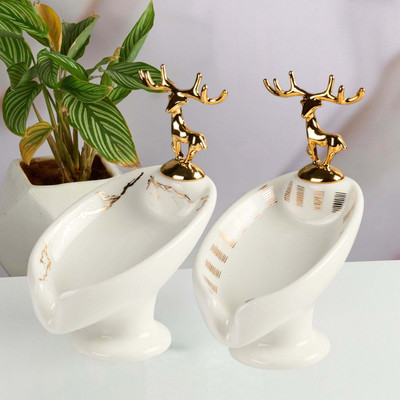Kookee Ceramic Soap Holder Dish, Set of 1, White (Set of 2) (12207)(White)