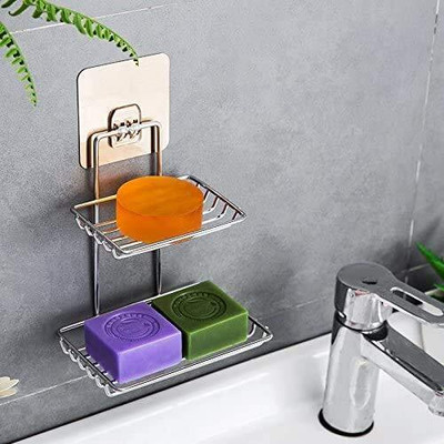 vepson 2 Layer Steel Soap Holder(Silver)