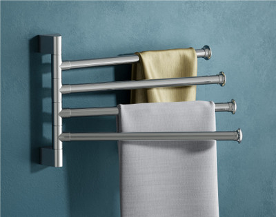 GRIVAN Anti-Rust Swing & Foldable Towel Rack Hanger for Bathroom/Wash Basin Towel Bars 12.4 inch 4 Bar Towel Rod(Stainless Steel)