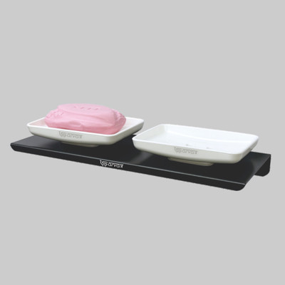 Sarvatr Matt Black Metal with ABS Material Double Soap Dish(Black & White)