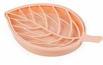 Shreejee Beautiful Leaf Shape Double Layer Soap Dish Case Holder- Bathroom Accessory(Pink)