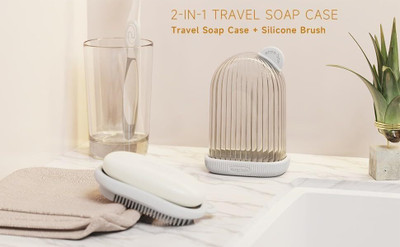 Moxtiza Travel Soap Case with Bath Brush - Transparent Leakproof, Waterproof(Multicolor)