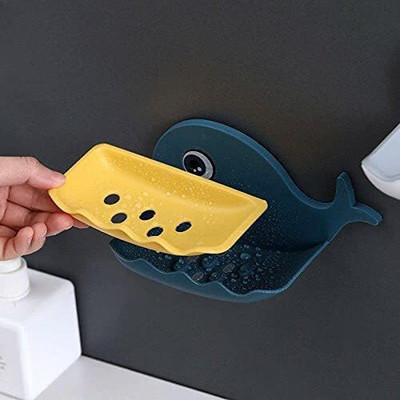 Radha Fish Shape Cute Adhesive Waterproof Wall Mounted Soap Dish x2.10(Random Clour)