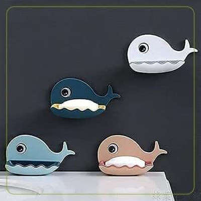 WUUP (Pack of 04) Self Draining Fish Shape Cute Soap Dish(Multicolor)