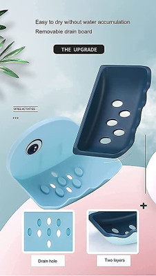 beautiloon Pack of 3 Attractive Dolphin Shape Double Layer Self Adhesive Soap Casex3.16(Multicolor)