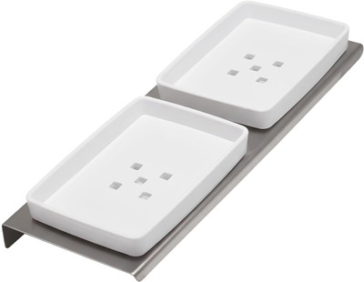 Infimore Stainless Steel Double Soap Dish | Wall Mounted Rustproof Holder with Drainage(Pack of 1)