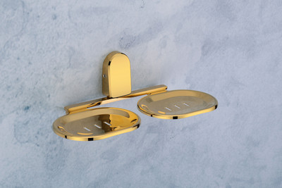 AGMECO Dual Soap Dish for Bathroom Wall Mounted Stainless Steel Soap Holder(Pack Of 1)(Aura Gold)