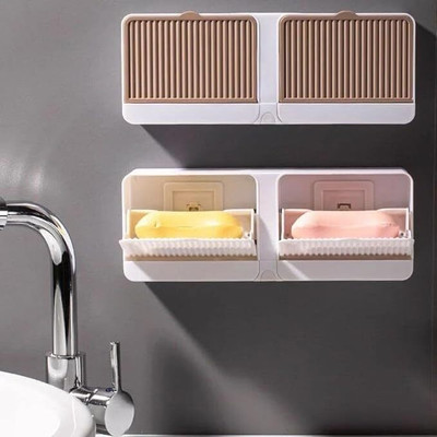 LILA ENTERPRISE Double Bar Soap Dish with Drainage Box(Grey, White)