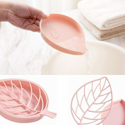 HERISNEH ENTERPRISE Pack of 2 Leaf Shape Double Layer Self Draining Bar Soap Holder x2.26(Multicolor)