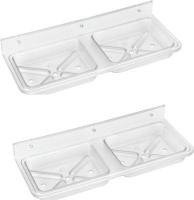 RUHE ABS Wall Mounted Square Double Soap Dish/Soap (Pack Of 2)(Clear)